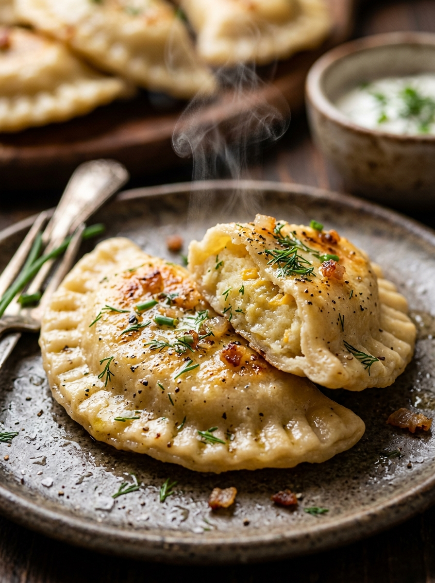 Homemade Pierogi Recipe: Soft, Stuffed and Delicious closeup detail