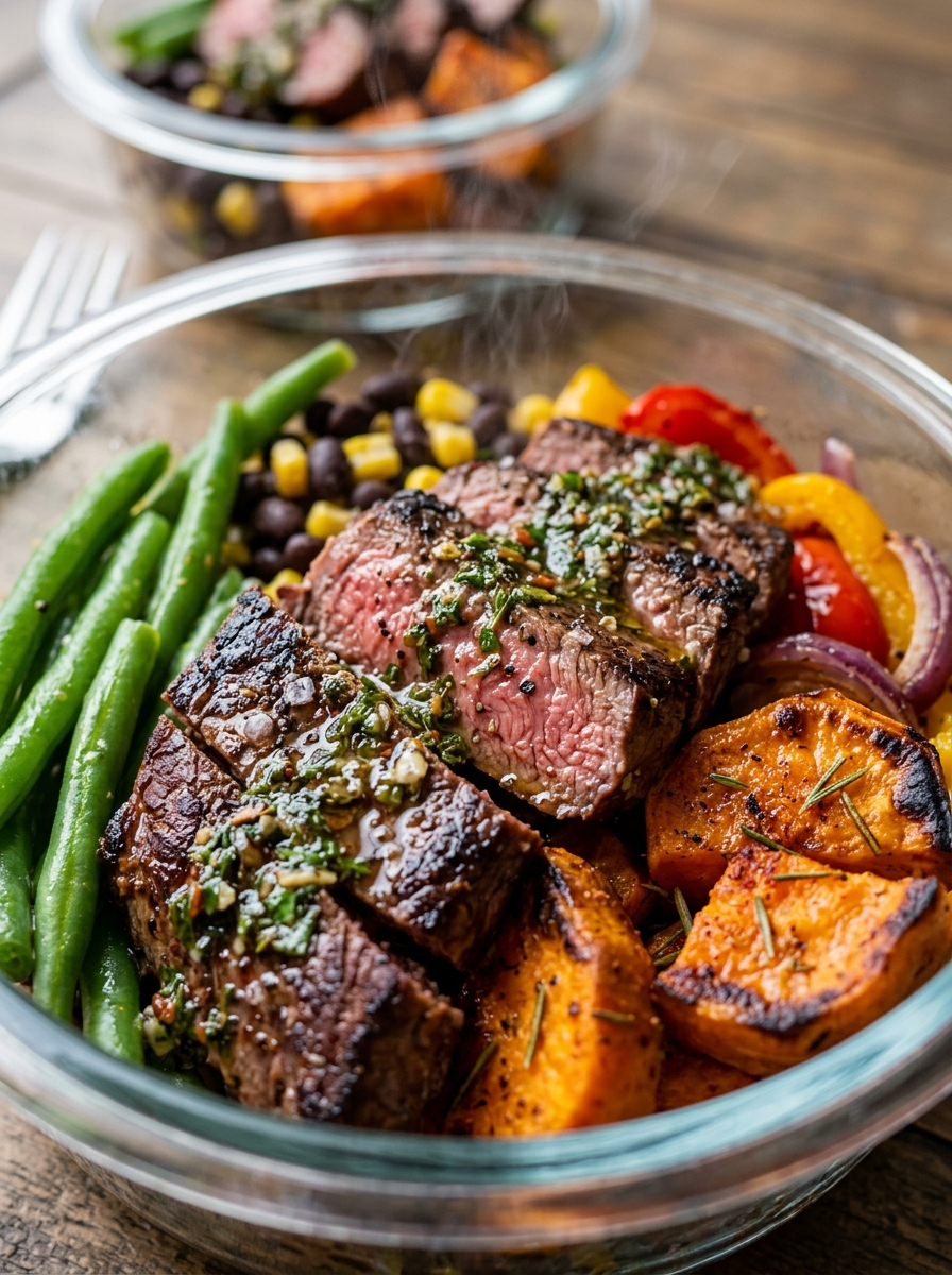 Steak Sweet Potato Bowl Meal Prep (Easy & Delicious) closeup detail