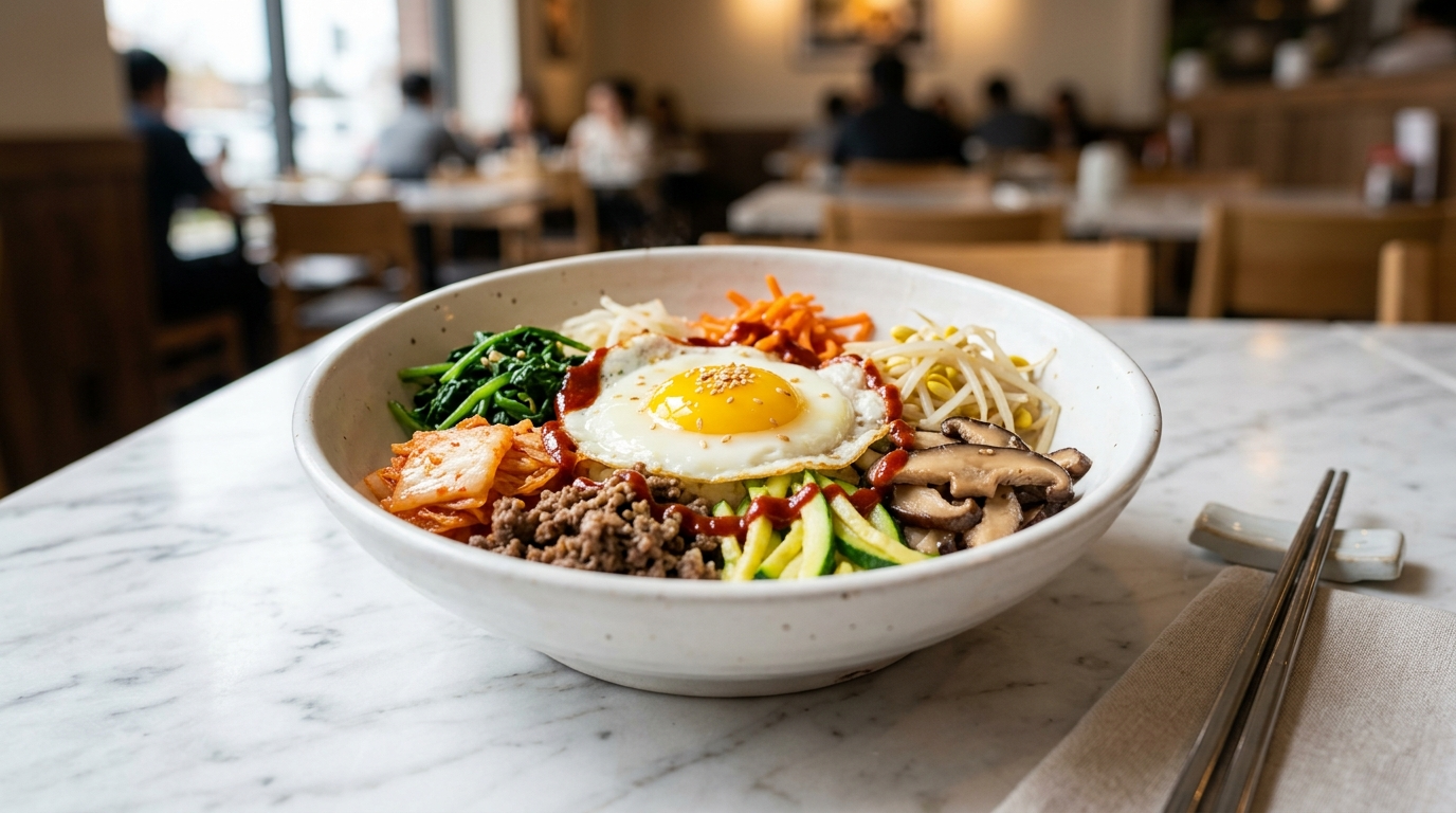 Bibimbap Bowl Meal Prep Recipe (Easy & Healthy) plated