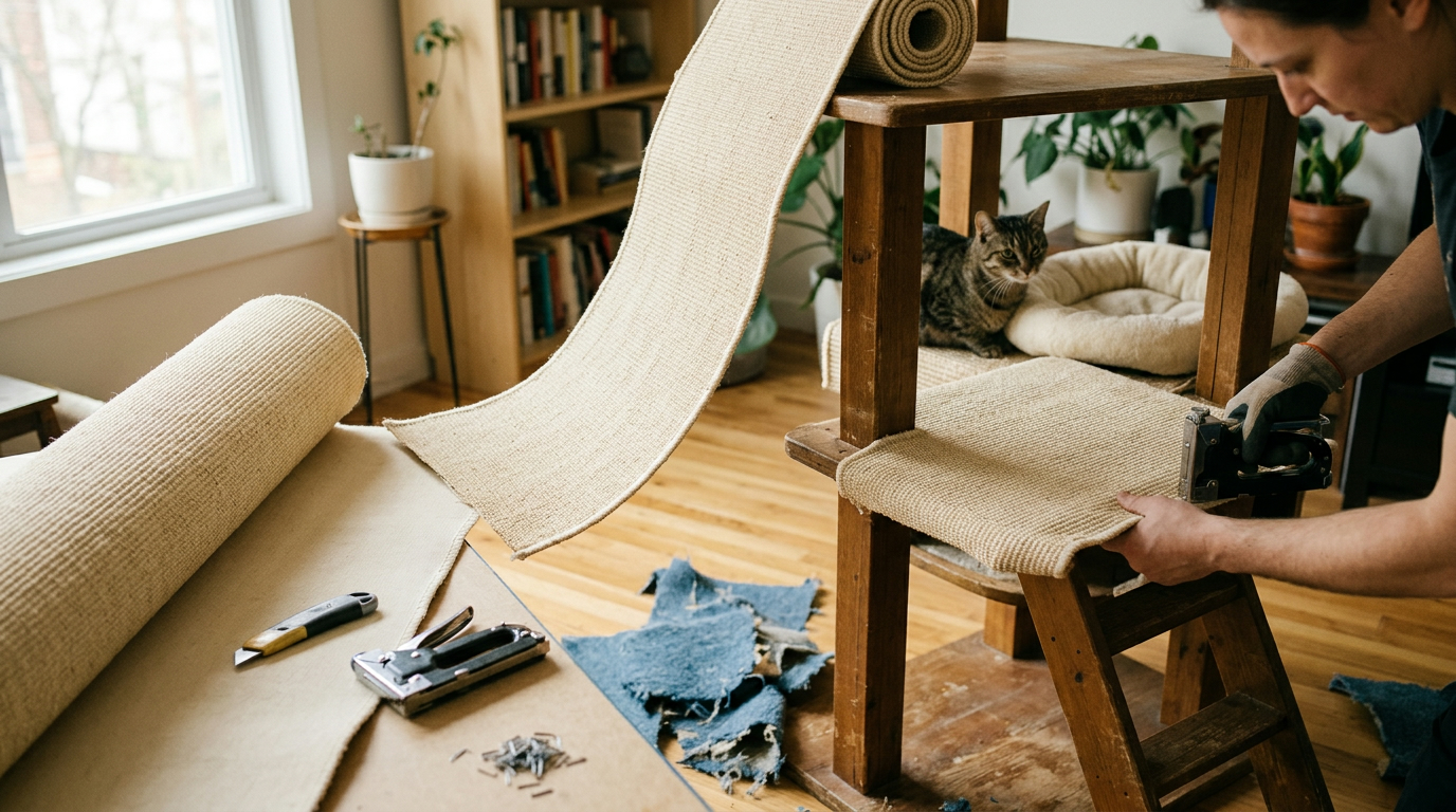 How to Recarpet a Cat Tower Safely