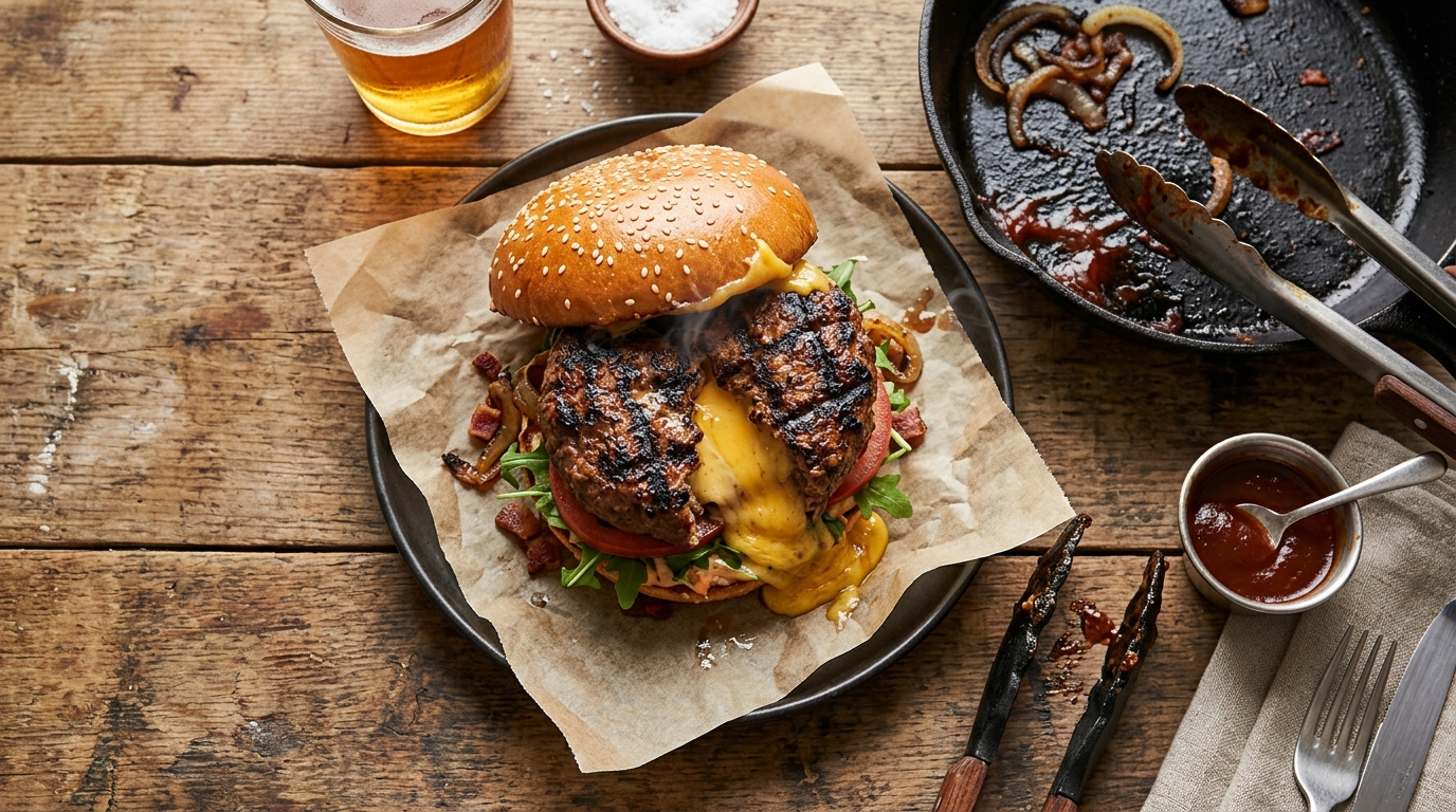 Stuffed Burger Recipe with Cheese Inside - Juicy BBQ