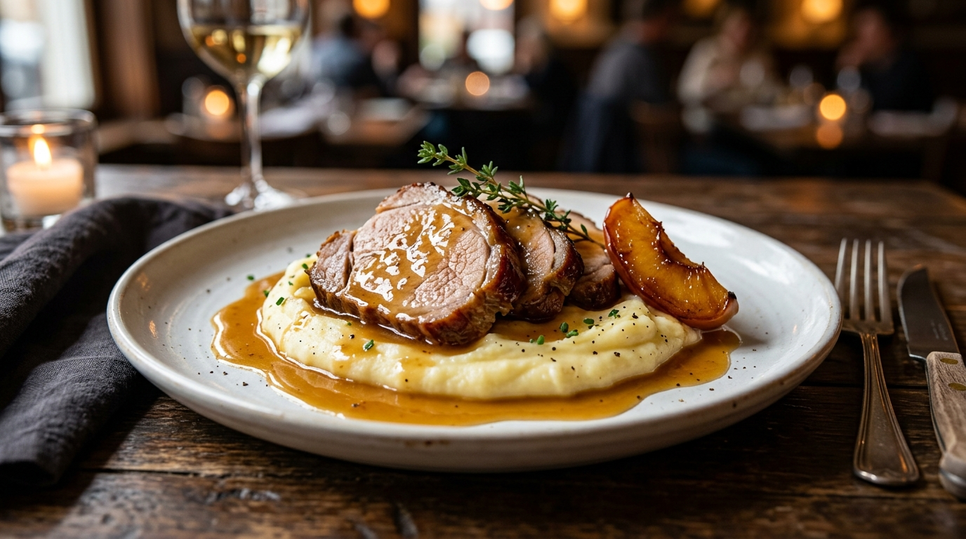 Apple Cider Braised Pork Recipe - Fall Comfort Food plated
