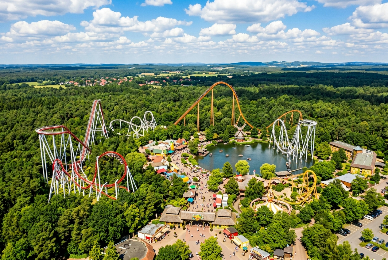 Heide Park Resort mit Achterbahnen