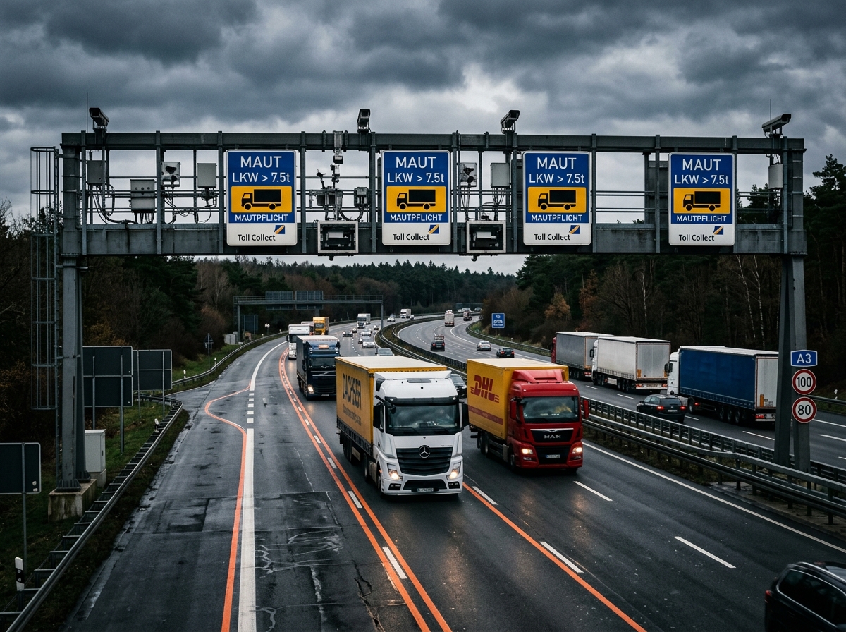 LKW-Mautbrücke auf der deutschen Autobahn