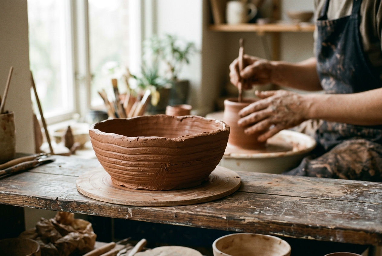 Work in progress ceramic bowl