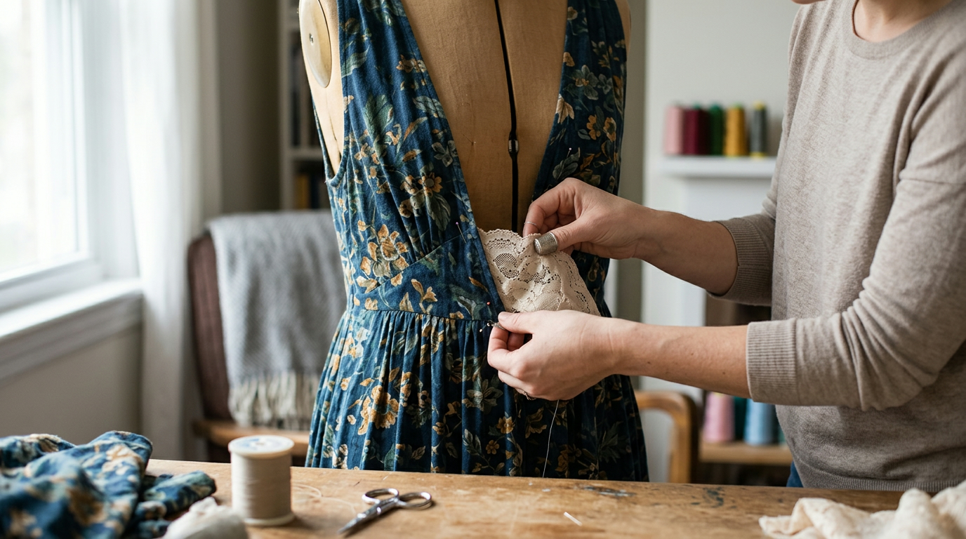 How to Make a Deep V-Neck Dress More Modest