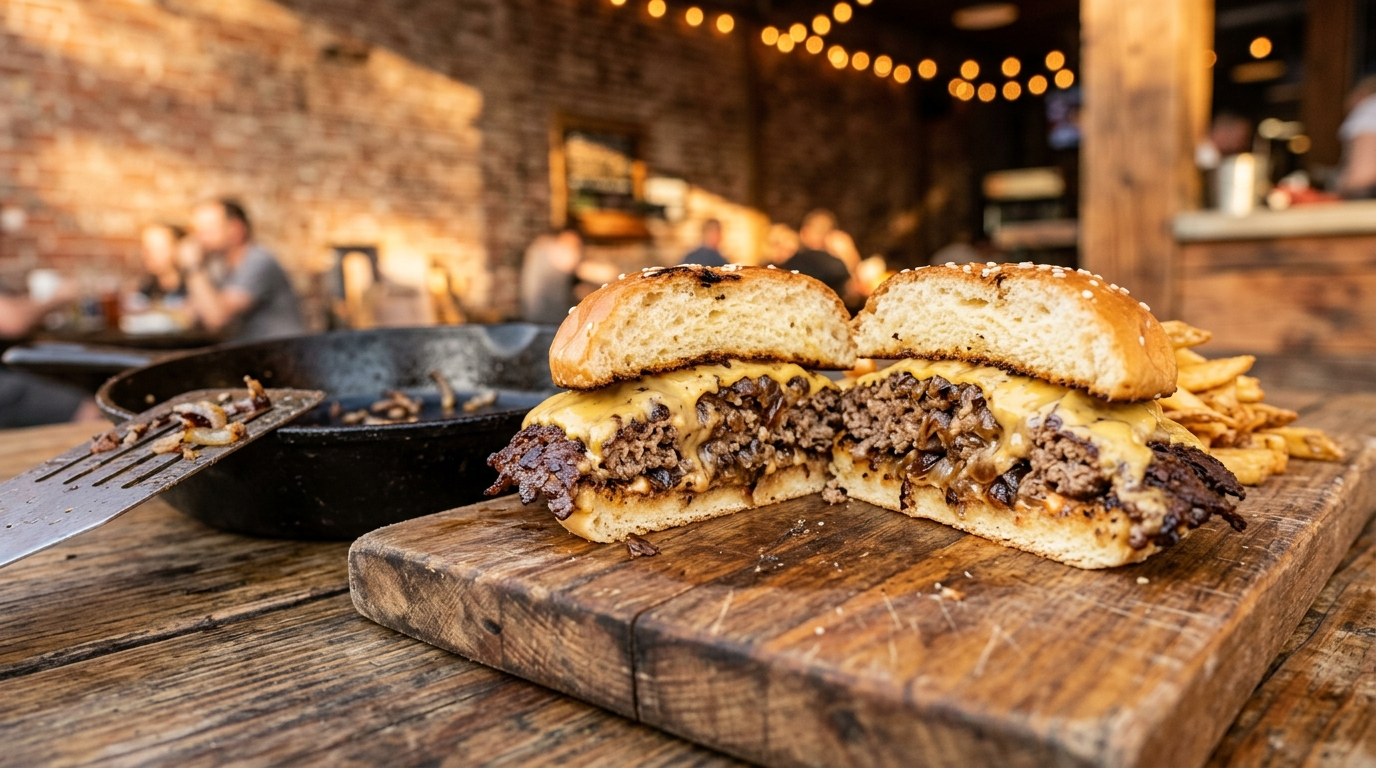 Oklahoma Onion Burger Recipe - Classic Smash Burger plated