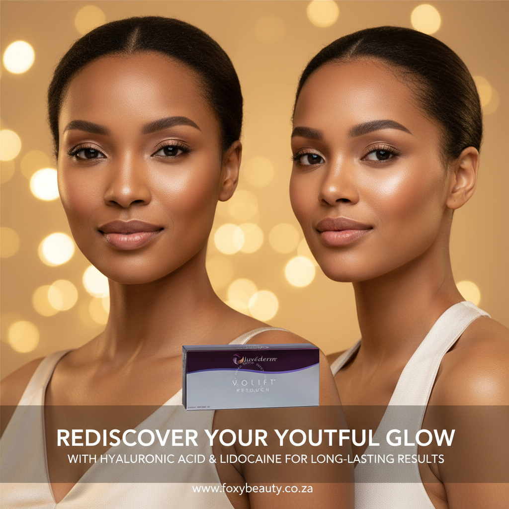 Juvederm Volift Retouch (2 x 0.55ml) — South Africa lifestyle visual with HA and lidocaine packaging