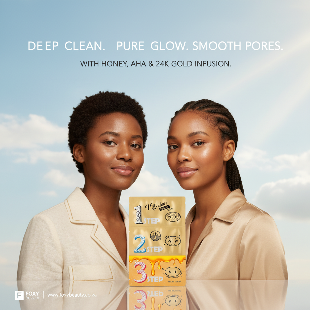 Holika Holika Clear Black Head 3 Step Kit Honey Gold — South Africa; 3-step pore care kit visual