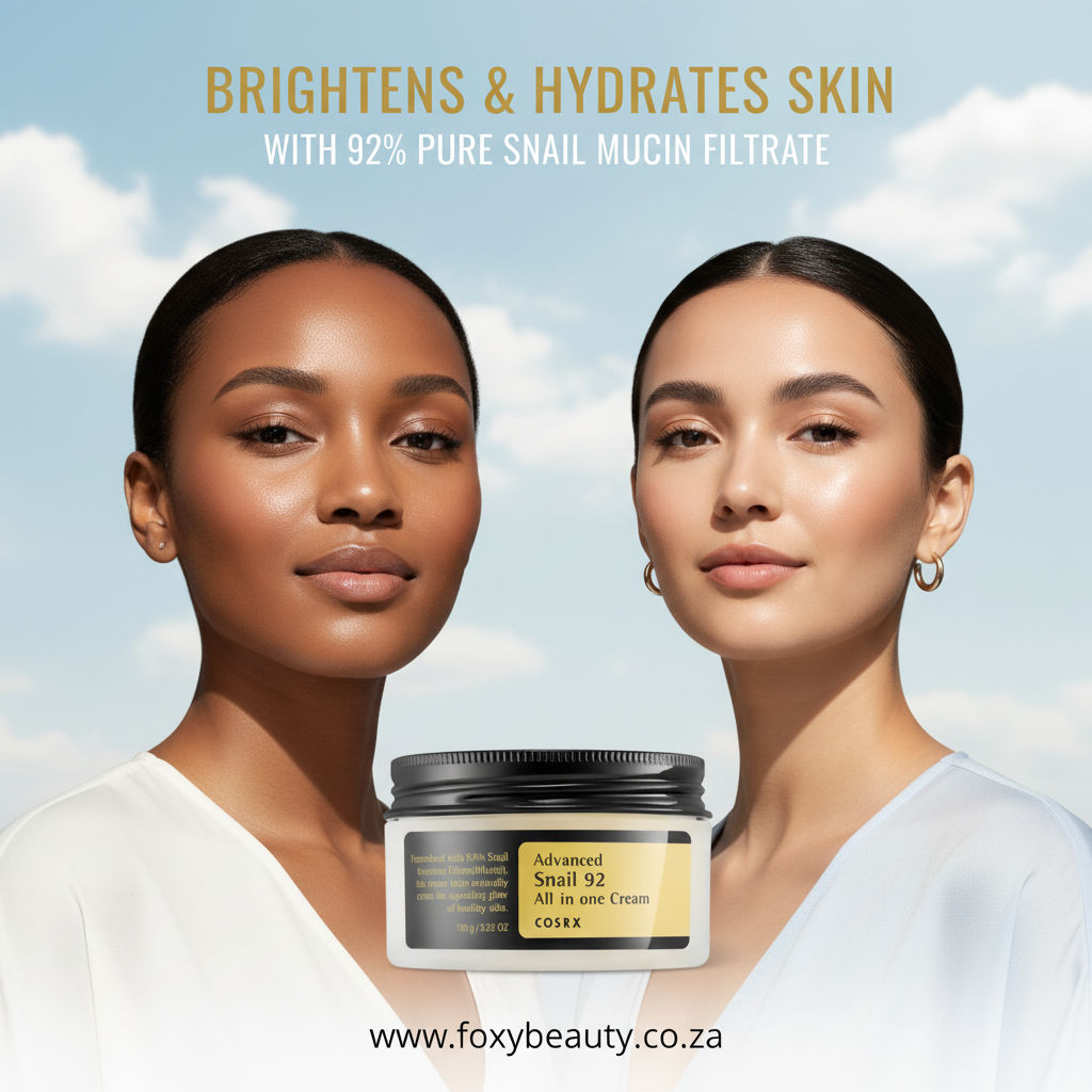 COSRX Advanced Snail 92 All in One Cream — South Africa; lightweight gel-cream with 92% snail mucin for radiant hydration