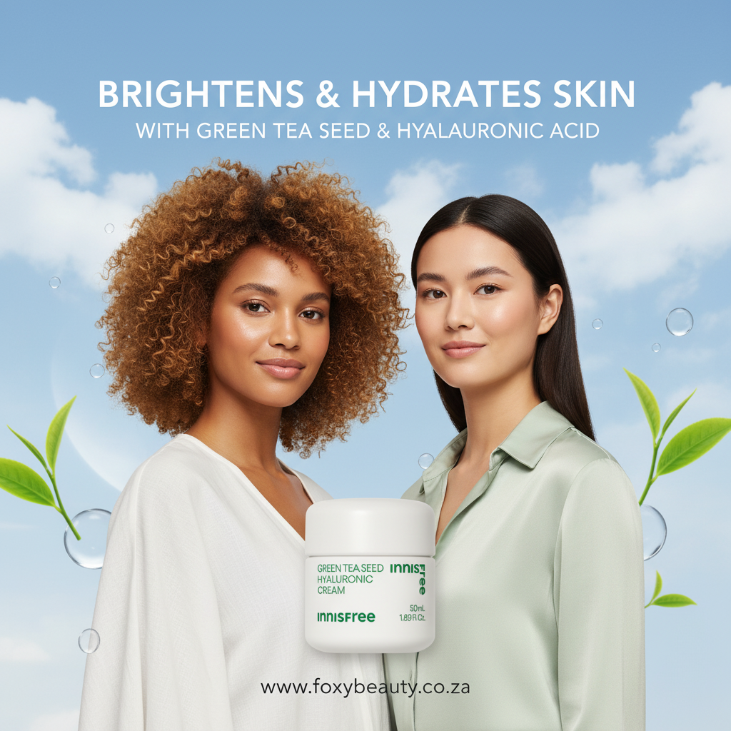 Innisfree Green Tea Seed Hyaluronic Cream — South Africa hydration and radiance visual by Foxy Beauty