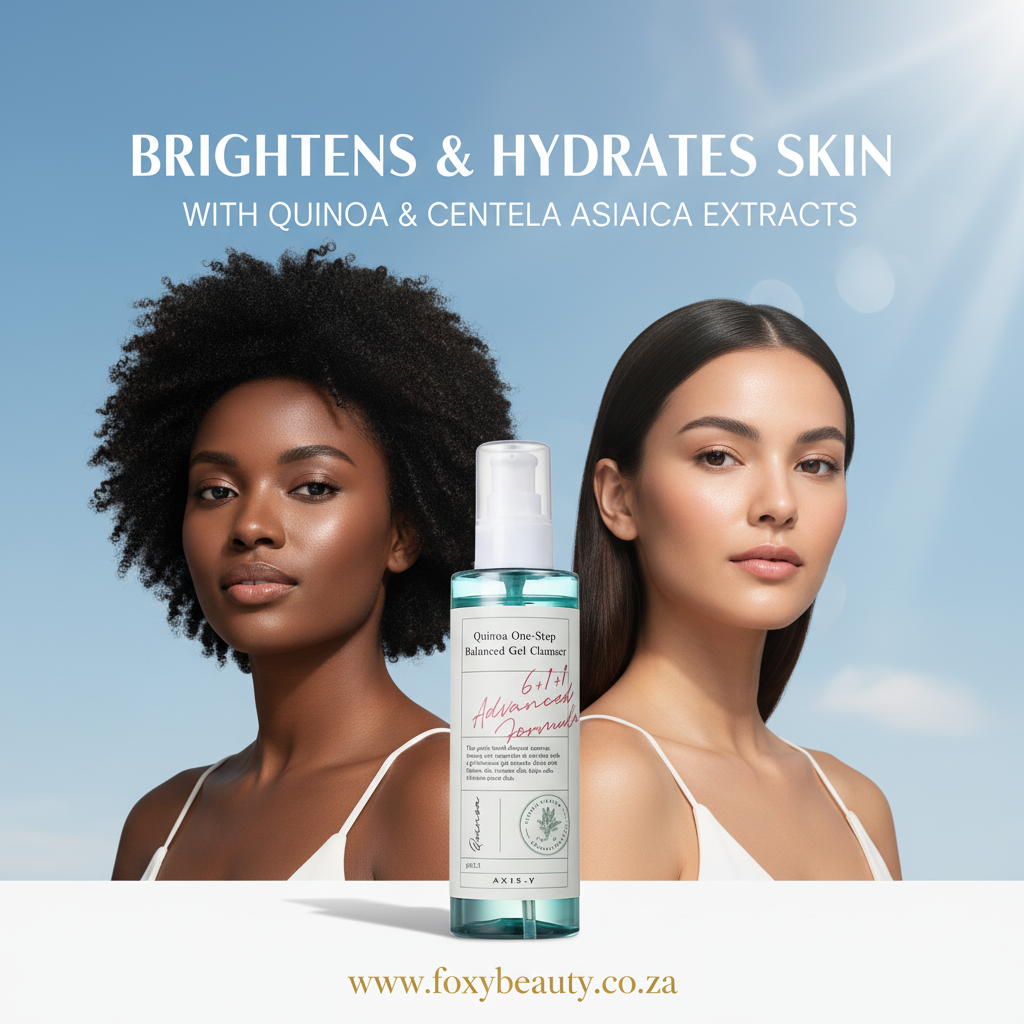 Axis-Y Quinoa One-Step Balanced Gel Cleanser — South Africa; gentle gel cleanser with quinoa and Centella Asiatica