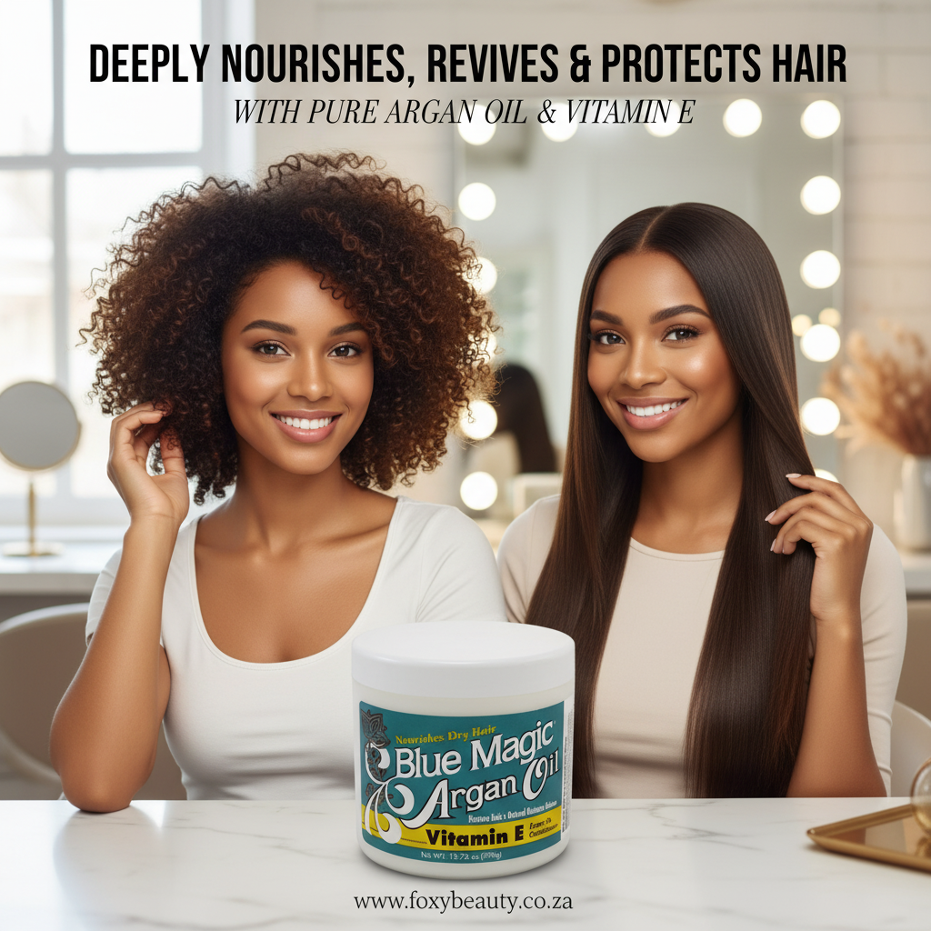 Blue Magic Argan Oil & Vitamin E leave-in conditioner jar