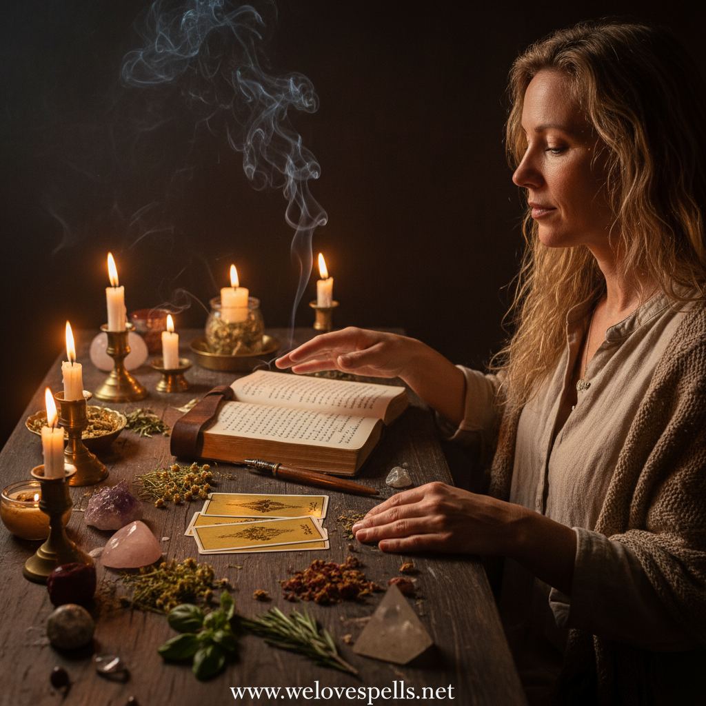 Peaceful altar detail with rose quartz and lavender for cooperative co-parenting energy