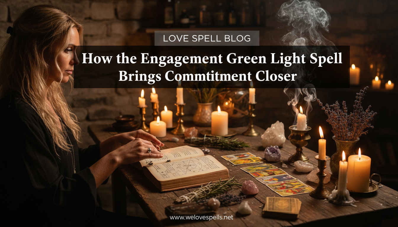 Engagement Green Light ritual candles and crystals