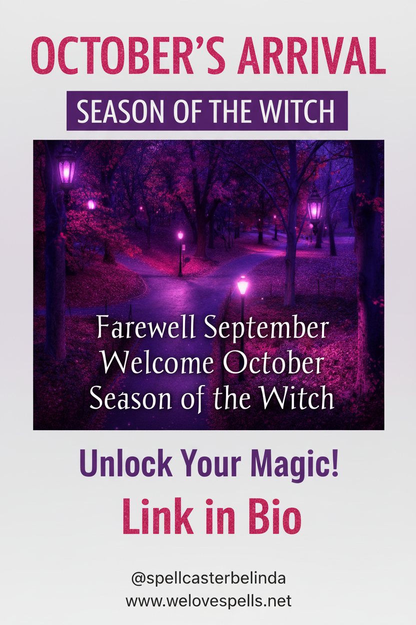 witch celebrating Samhain ritual under autumn moon