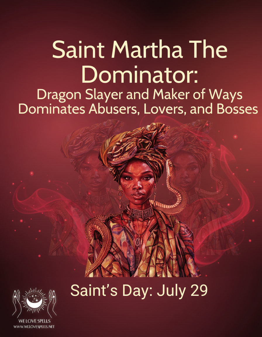 Saint Martha the Dominator altar candles and offerings