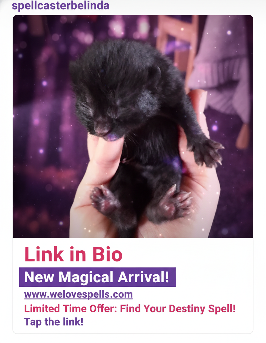 Luna's newborn black kitten resting comfortably on a cozy blanket