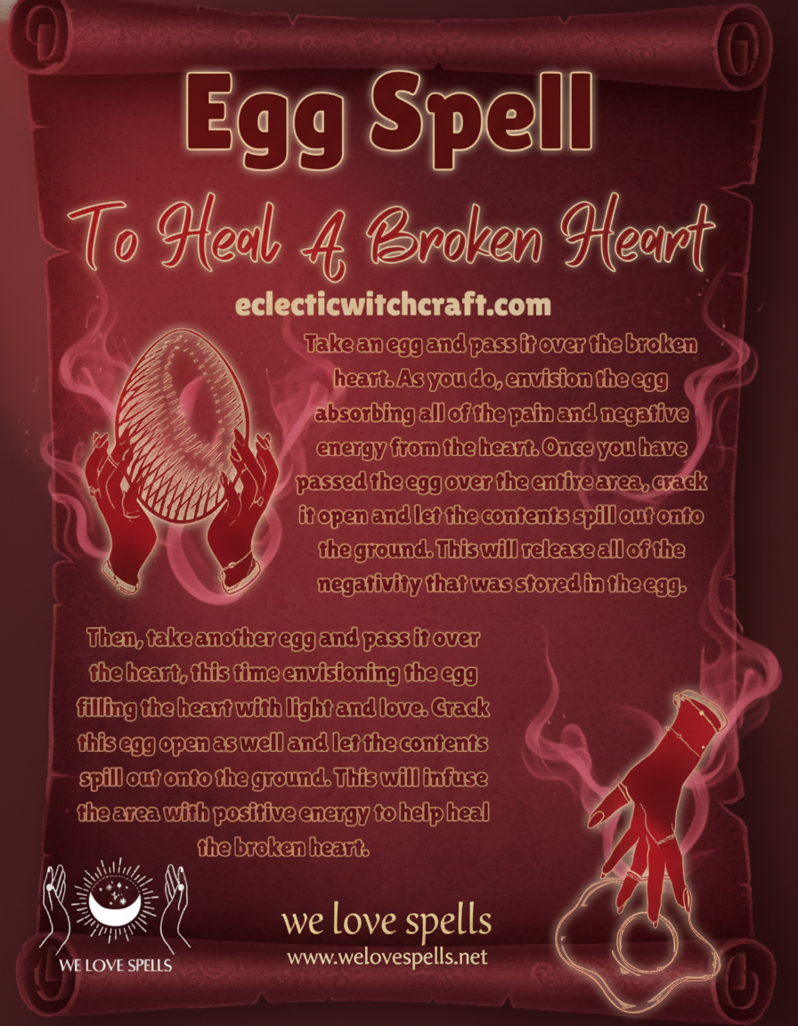 Egg spell ritual for self-love and healing a broken heart