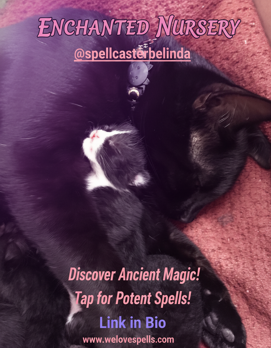 Luna the mysterious black cat sitting under moonlight