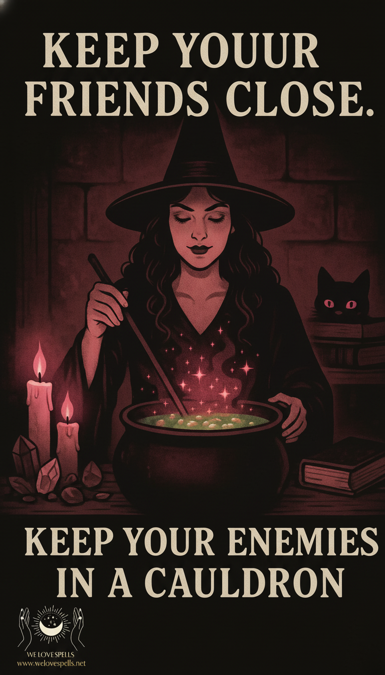 Witchy cauldron representing energetic transformation rituals