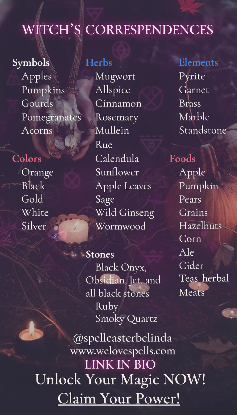 Witch holding candle under full moon for Samhain ritual