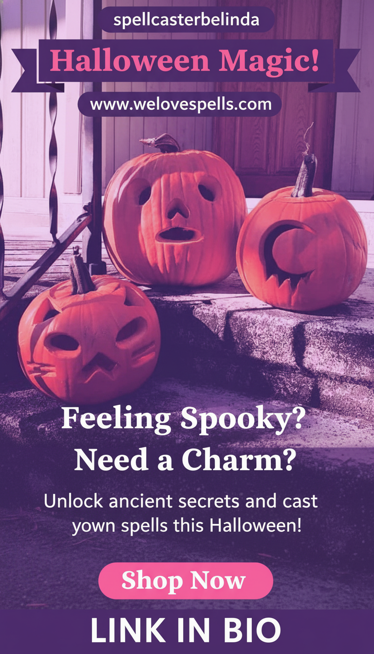 Magical pumpkin altar for Samhain ritual under candlelight