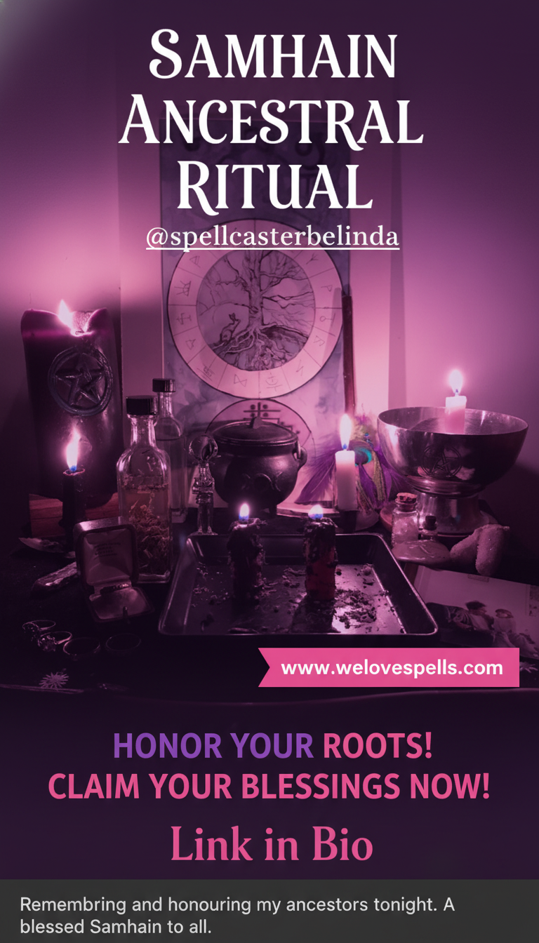 Samhain celebration candles and ancestor offerings