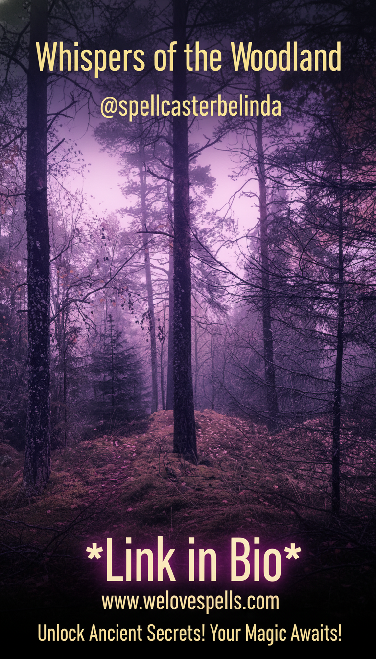 Mystical forest witch meditating under starlight