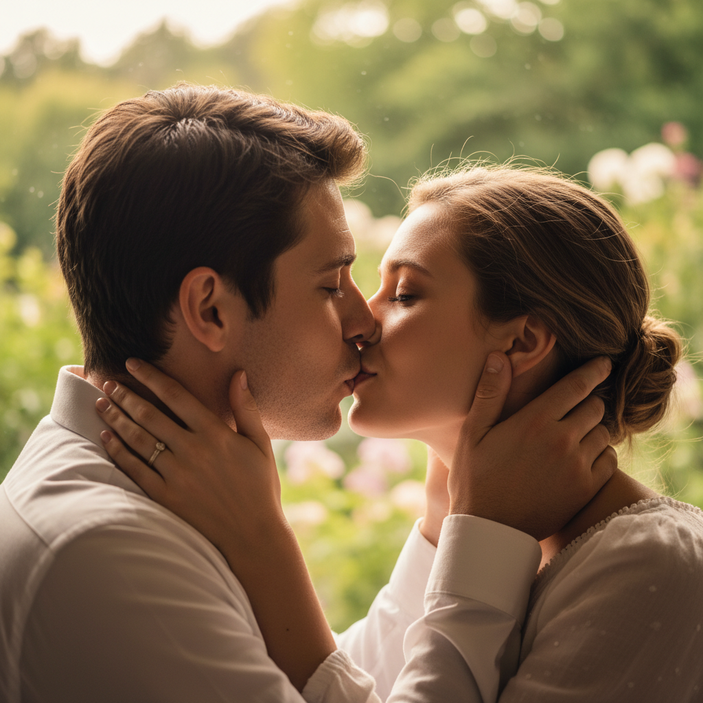 Usar as duas pessoas das fotos enviadas.
Criar uma imagem realista das duas pessoas se beijando na boca, de forma romântica, natural e delicada.

Manter os rostos fiéis às fotos, sem alterar traços, pele ou aparência.

Beijo suave, com conexão emocional, expressão de carinho.

Estilo foto real, iluminação natural, fundo levemente desfocado, alta qualidade.
rosto deformado, boca estranha, dentes aparecendo, beijo exagerado, aparência artificial, estilo desenho, cartoon, baixa qualidade