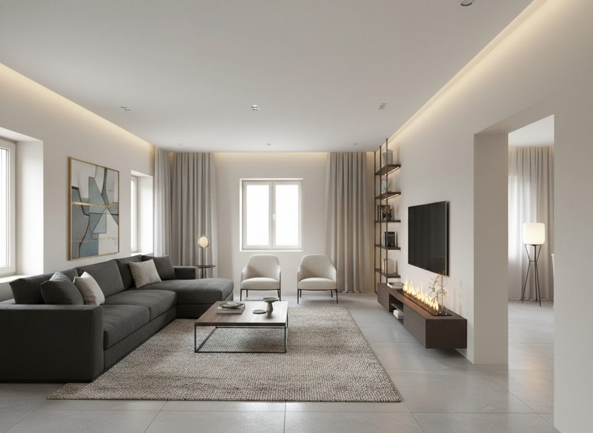 Дизайн гостиной в стиле Контемпорари — фото интерьера от нейросети RoomGPT