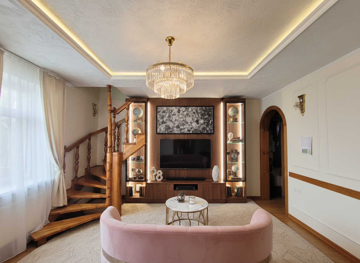 Дизайн гостиной в стиле Неоклассика — фото интерьера от нейросети RoomGPT