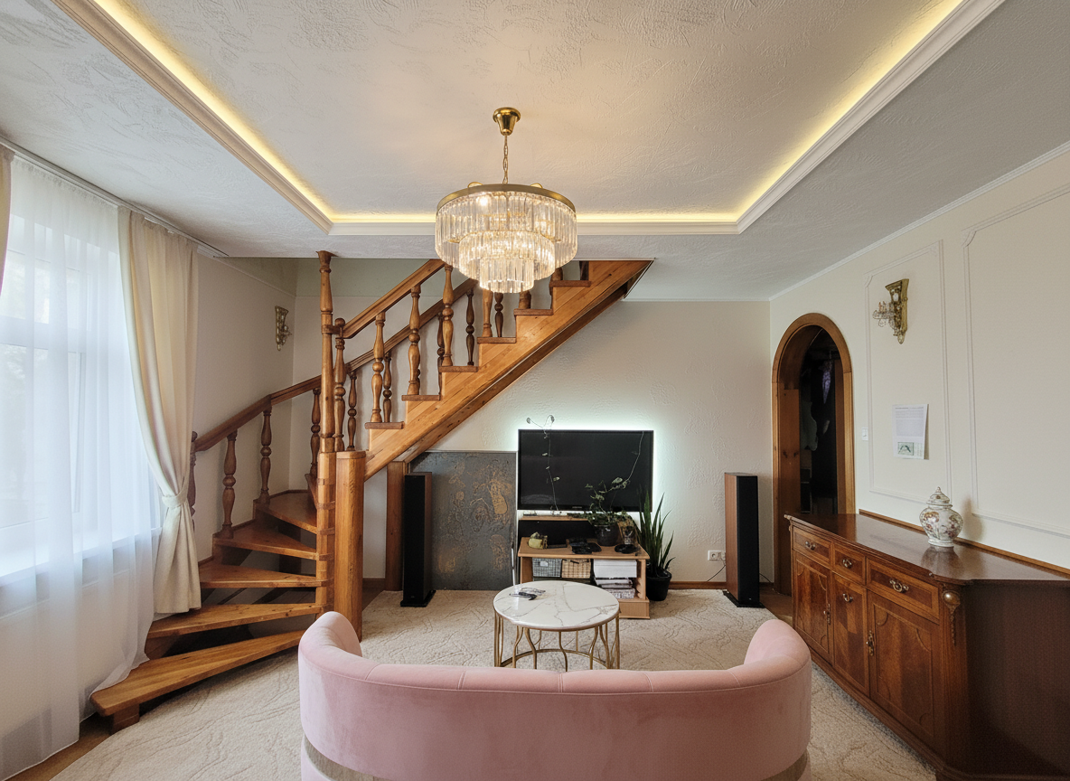 Дизайн гостиной в стиле Неоклассика — фото интерьера от нейросети RoomGPT