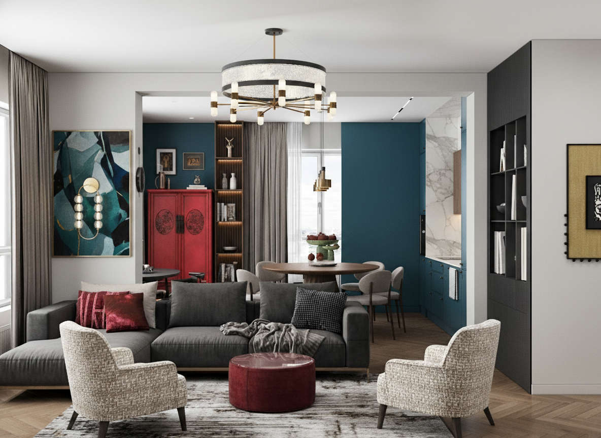 Дизайн гостиной в стиле Британский — фото интерьера от нейросети RoomGPT