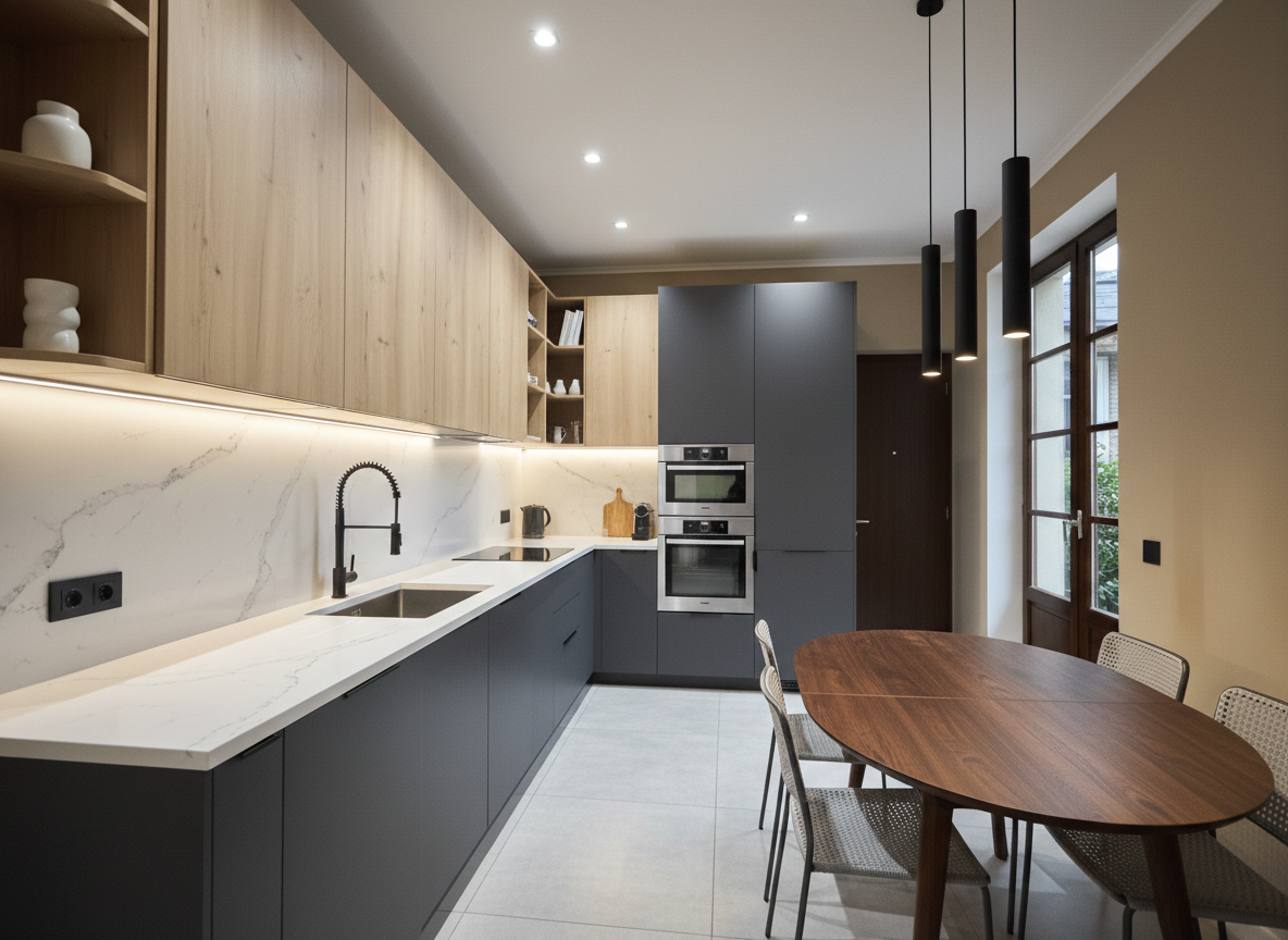 Дизайн кухни в стиле Контемпорари — фото интерьера от нейросети RoomGPT