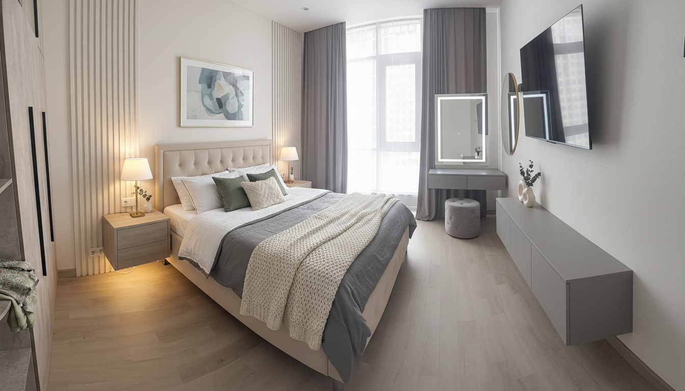 Дизайн спальни в стиле Неоклассика — фото интерьера от нейросети RoomGPT