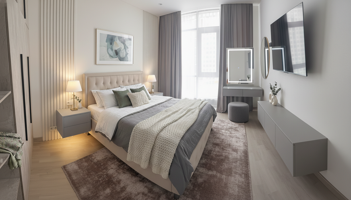 Дизайн спальни в стиле Неоклассика — фото интерьера от нейросети RoomGPT