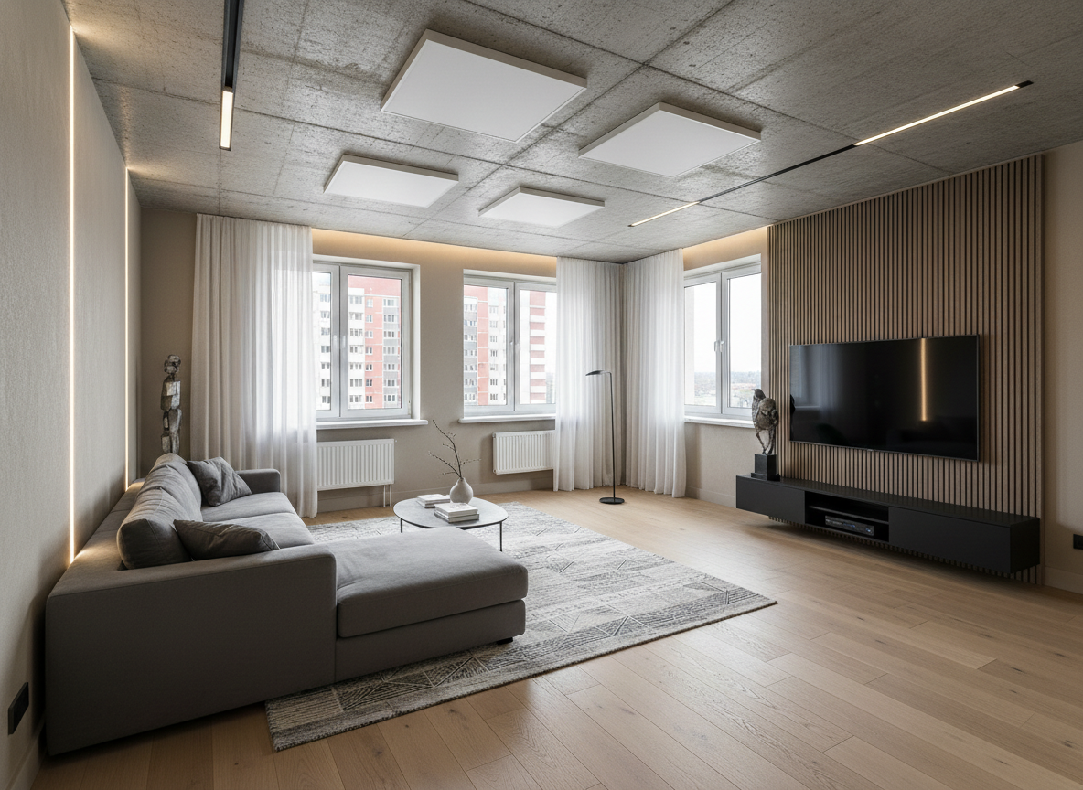 Дизайн гостиной в стиле Контемпорари — пример интерьера от нейросети RoomGPT