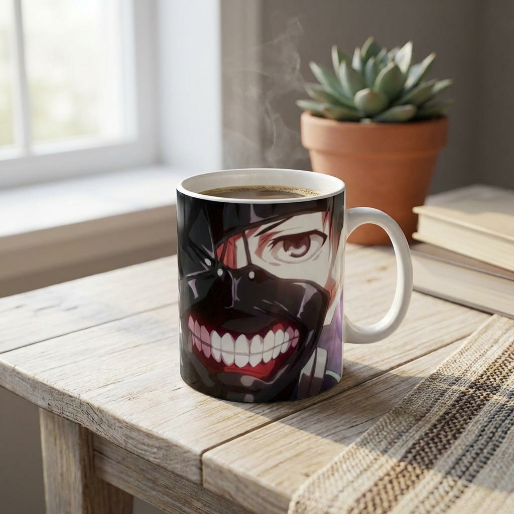 Voce e um fotografo profissional de e-commerce para Brasil. Use a imagem de referencia APENAS como referencia do PRODUTO (forma, proporcoes, textura, cores e acabamento). Nao copie o fundo/cenario da imagem de referencia. Preserve o produto fielmente. Nao redesenhe nem reinterprete o produto. Nao adicione nem remova partes do produto. Nao crie selos, badges, etiquetas ou elementos extras. Foto quadrada 1200x1200, ultra-realista, nitida, com iluminacao profissional e sombra natural. UMA FOTO UNICA, sem colagem, sem mosaico, sem multiplos quadros. Nao desenhe caixas de texto, banners ou placeholders; o texto sera aplicado depois. Sem pessoas, sem maos, sem textos gerados, sem marcas dagua, sem itens extras. Categoria: Utilidades Domésticas. Material: cerâmica. Paleta: multicolorido. Estilo do nicho: caneca, cerâmica, estampa. Ambiente realista com produto em uso, SEM FUNDO BRANCO, luz natural suave e elementos cotidianos ao redor. Uso previsto: uso diario com praticidade. Paleta próxima a multicolorido. Inclua referências visuais a caneca, cerâmica, estampa. Nicho: Casa/Decoracao. Ambiente aconchegante e elegante, foco em decoracao. Props do nicho: madeira clara, plantas disc