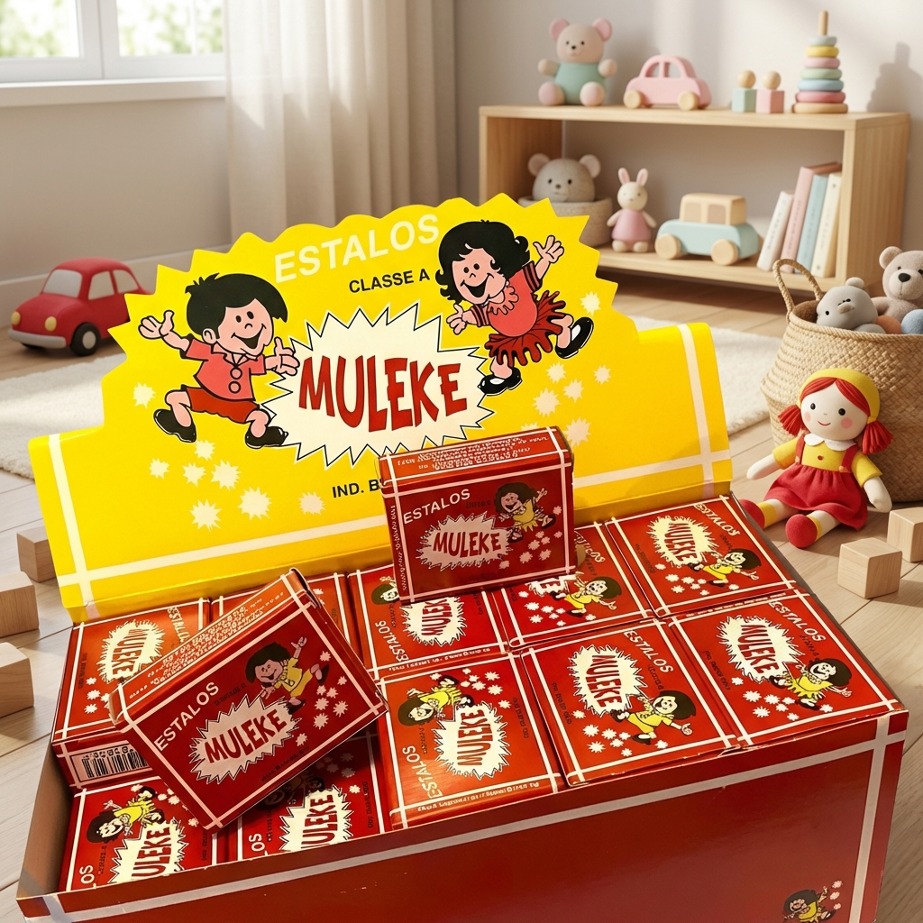 Voce e um fotografo profissional de e-commerce para Brasil. Use a imagem de referencia APENAS como referencia do PRODUTO (forma, proporcoes, textura, cores e acabamento). Nao copie o fundo/cenario da imagem de referencia. Preserve o produto fielmente. Nao redesenhe nem reinterprete o produto. Nao adicione nem remova partes do produto. Nao crie selos, badges, etiquetas ou elementos extras. Foto quadrada 1200x1200, ultra-realista, nitida, com iluminacao profissional e sombra natural. UMA FOTO UNICA, sem colagem, sem mosaico, sem multiplos quadros. Nao desenhe caixas de texto, banners ou placeholders; o texto sera aplicado depois. Sem pessoas, sem maos, sem textos gerados, sem marcas dagua, sem itens extras. Categoria: Brinquedos. : MULEKE. Paleta: vermelho. Estilo do nicho: estalinho, Brinquedos, uso. Ambiente realista com produto em uso, SEM FUNDO BRANCO, luz natural suave e elementos cotidianos ao redor. Uso previsto: uso diario com praticidade. Paleta próxima a vermelho. Inclua referências visuais a estalinho, Brinquedos, uso. Nicho: Infantil/Bebe. Visual leve e amigavel, cores suaves e aspecto seguro. Props do nicho: tons pastel, superficie limpa, elementos infantis