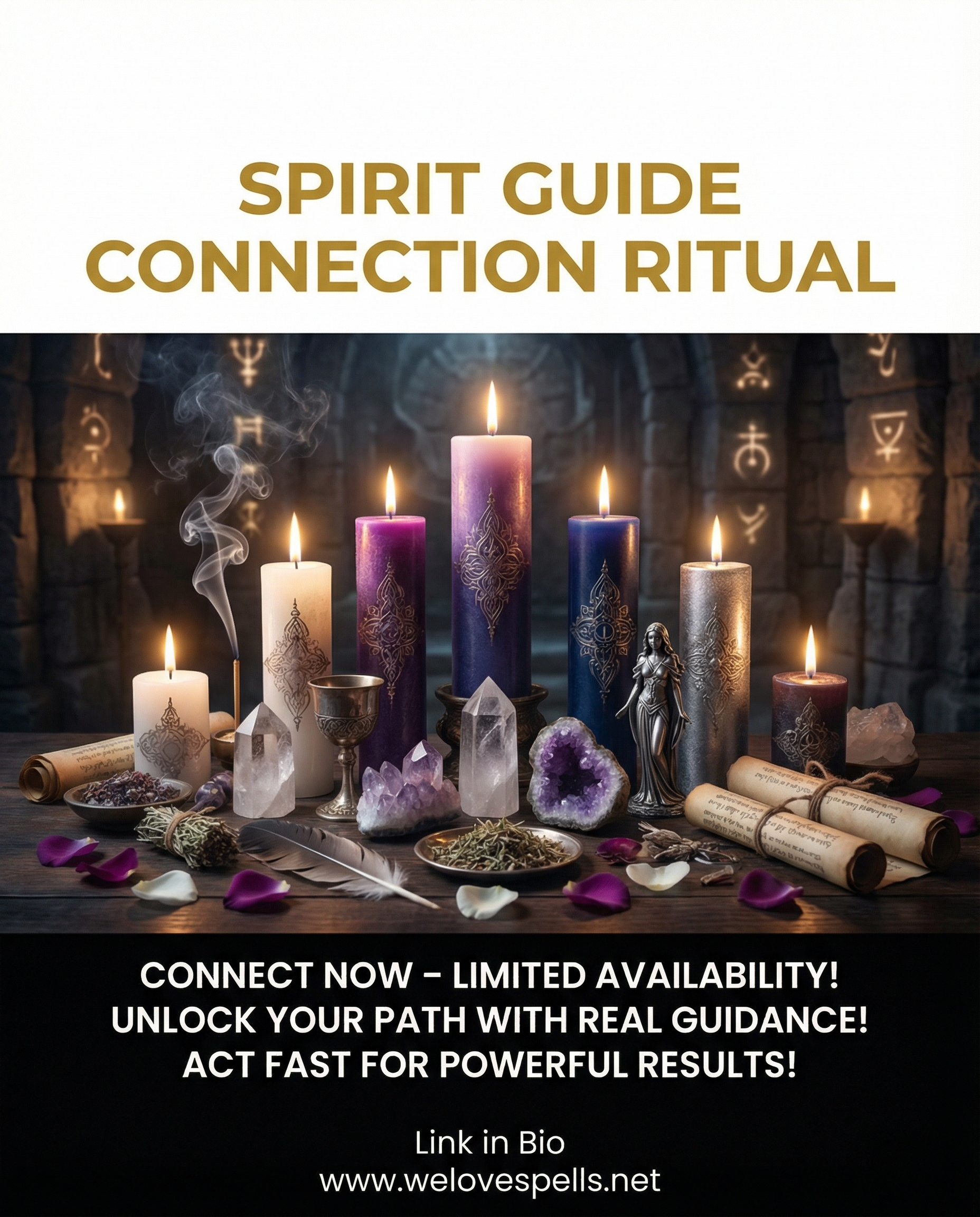 Spirit Guide Connection Ritual Candle and Crystals