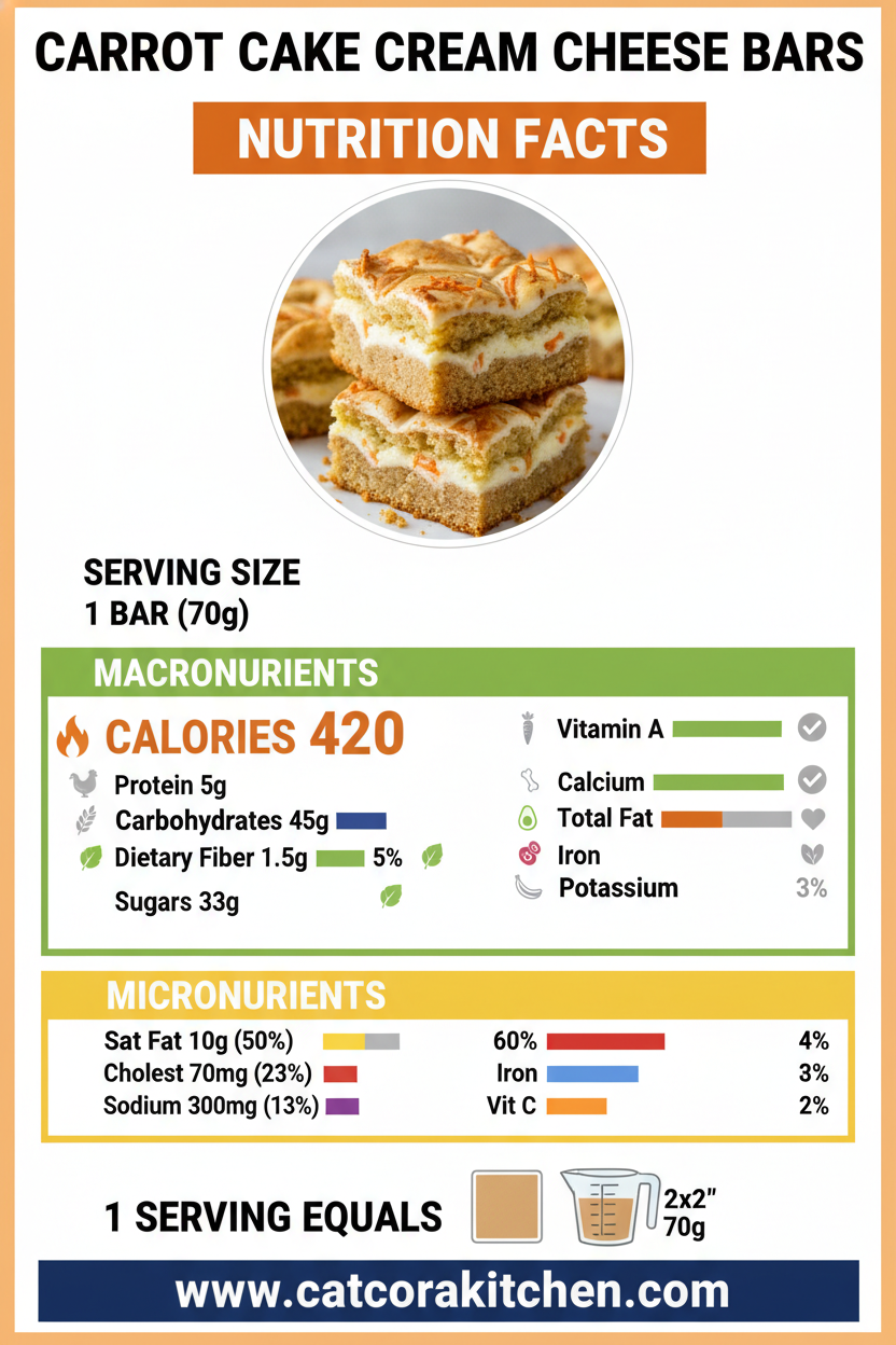 cream cheese bars carrot cake nutritional information