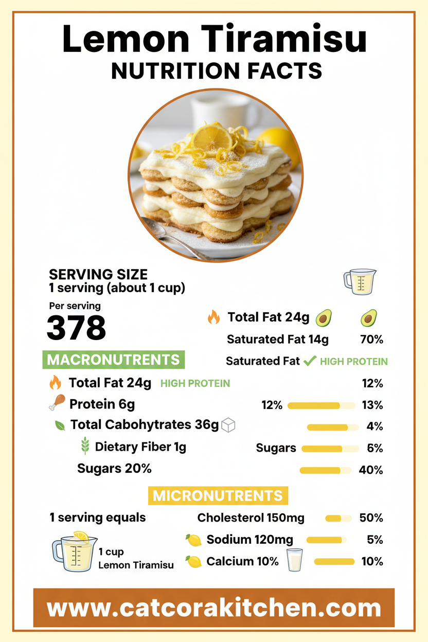 Lemon tiramisu nutritional information
