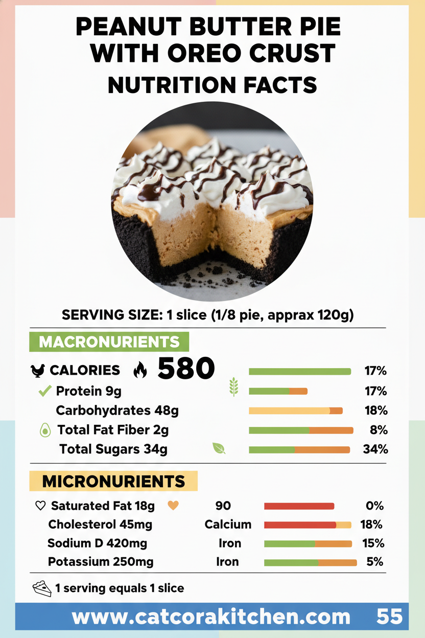 Peanut butter pie with Oreo crust nutritional information