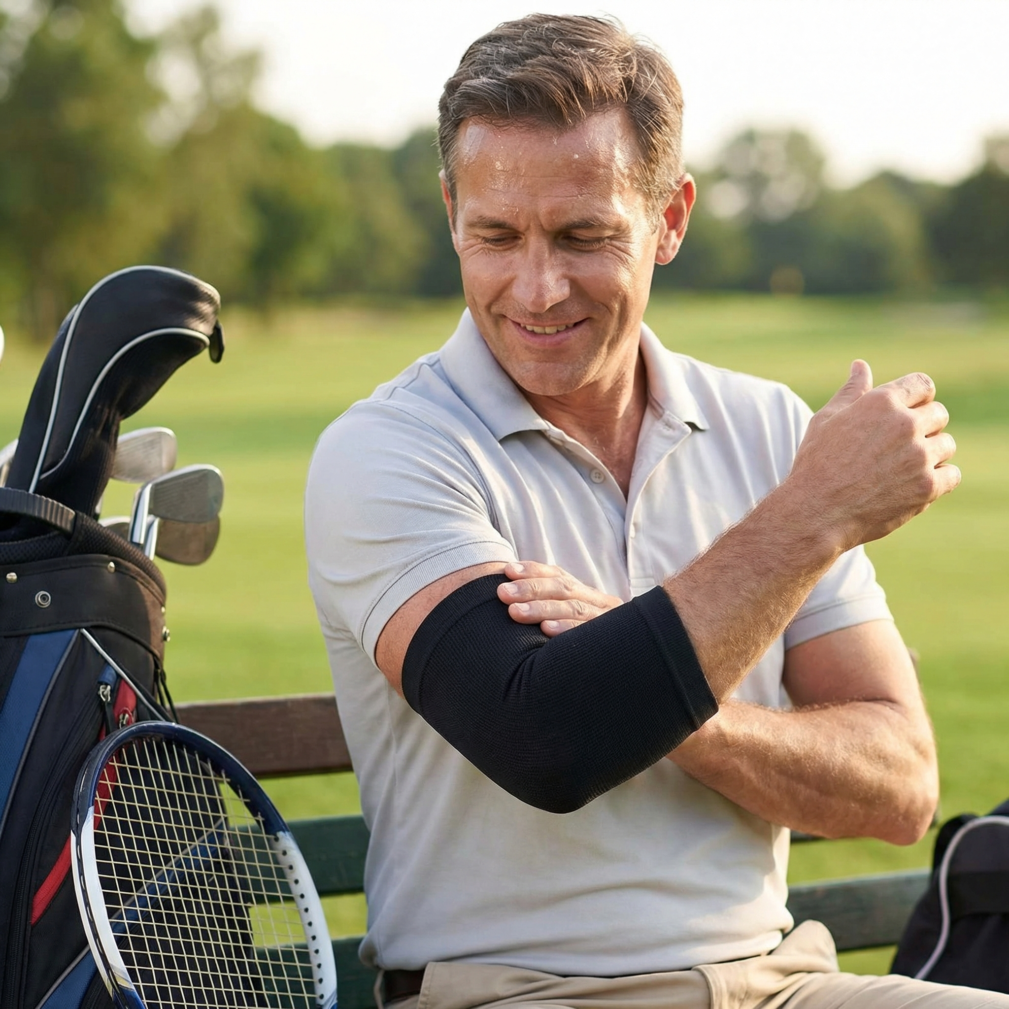 ブラック肘サポーターの効果詳細イメージ