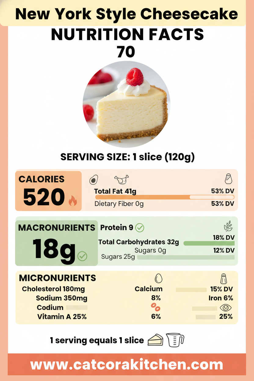 New York style cheesecake nutritional information