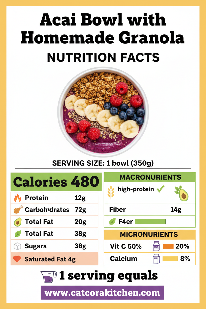 Acai bowl with homemade granola nutritional information