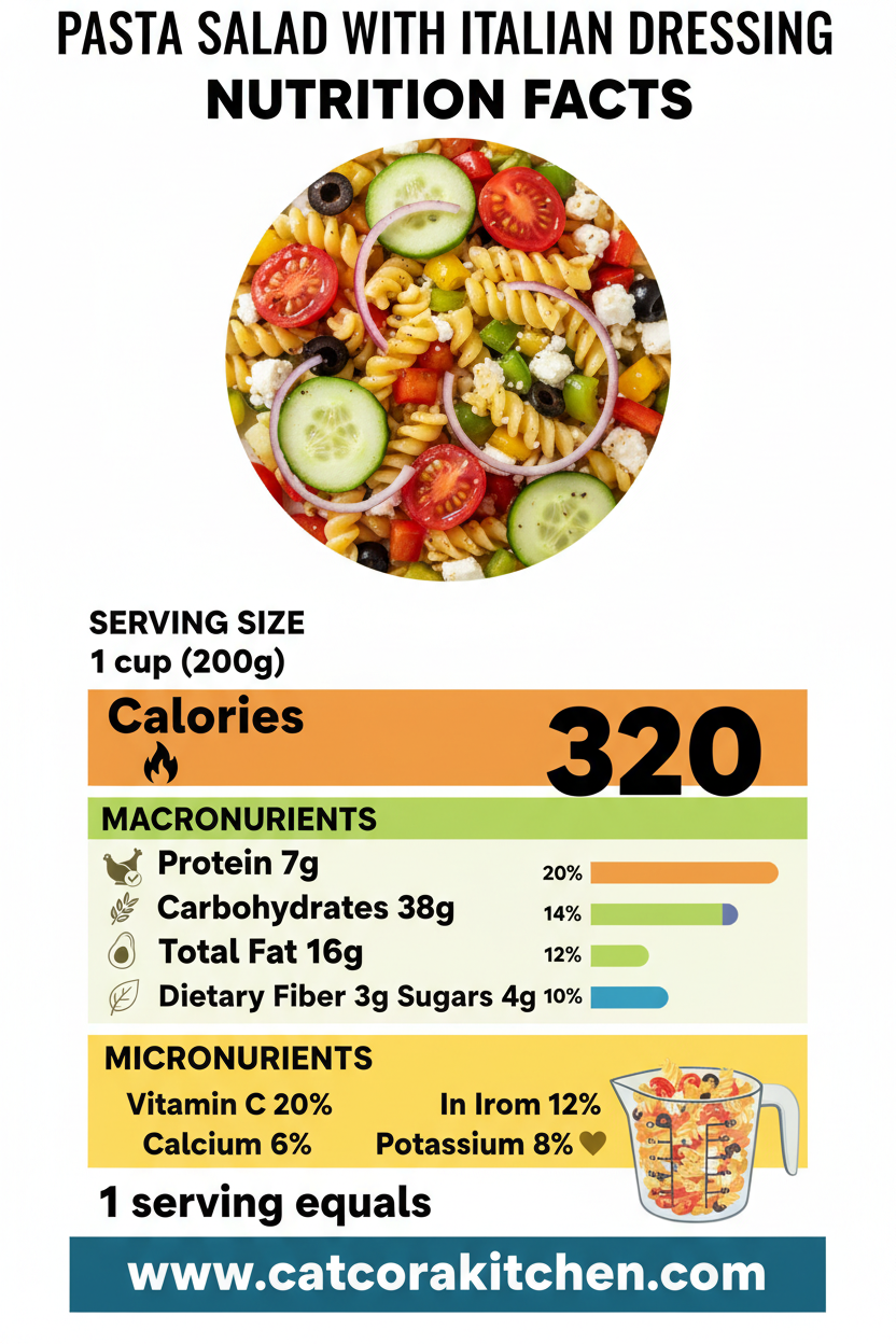 Pasta salad with Italian dressing nutritional information