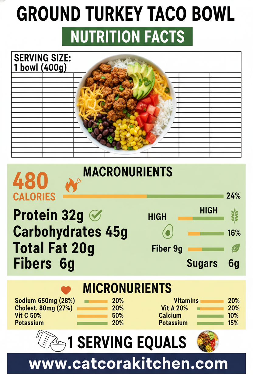 Ground turkey taco bowl nutritional information