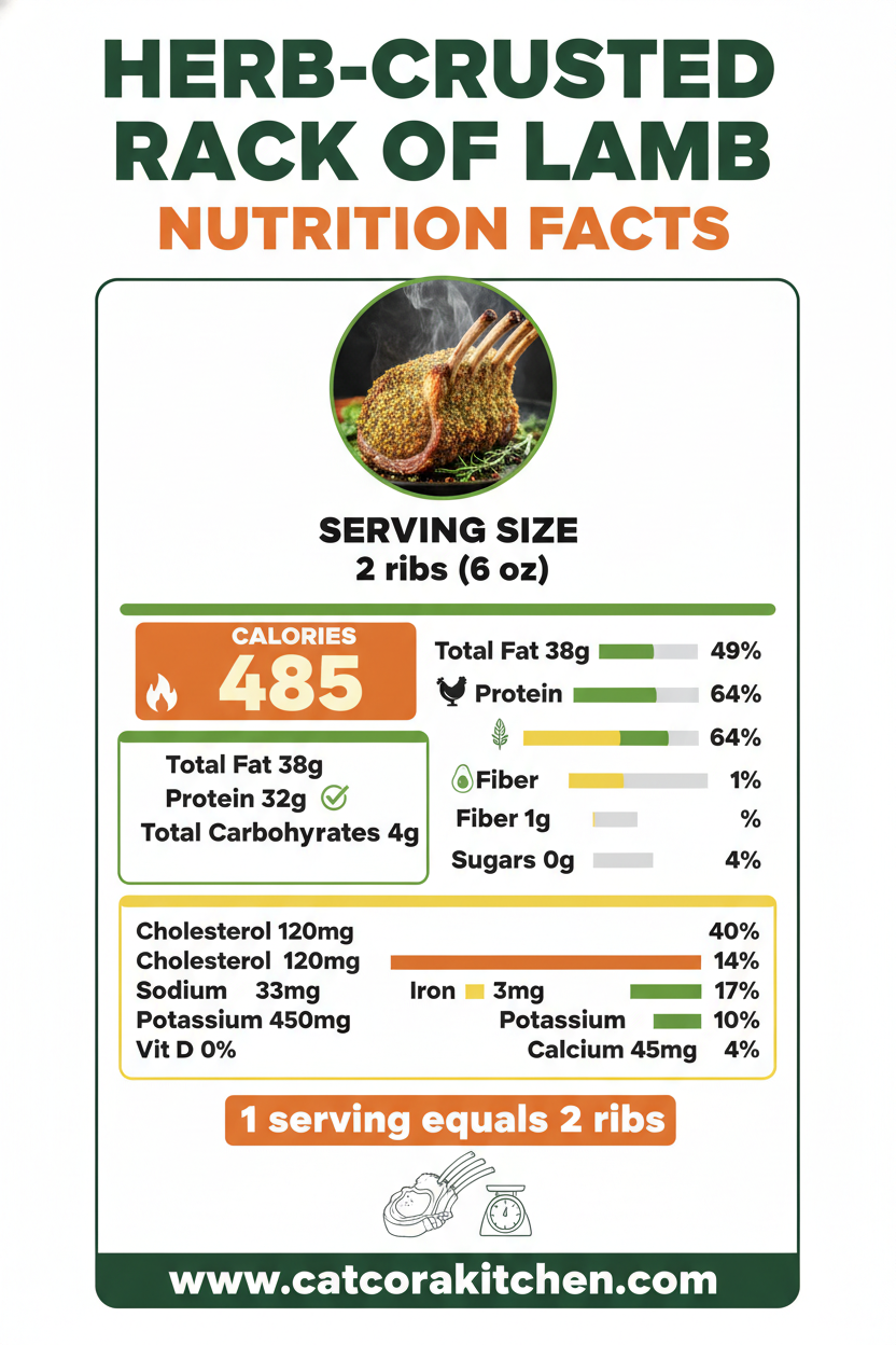 Herb-crusted rack of lamb nutritional information